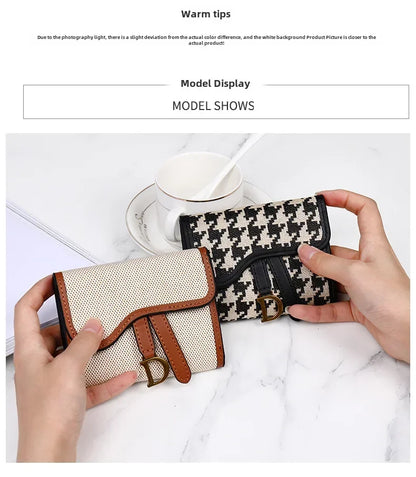 Carteira Feminina Estilo Vintage Novo Modelo Bolsa de Moedas com D-clip Multiuso Grande Capacidade Porta Cartão e Moedas para Comércio Internacional