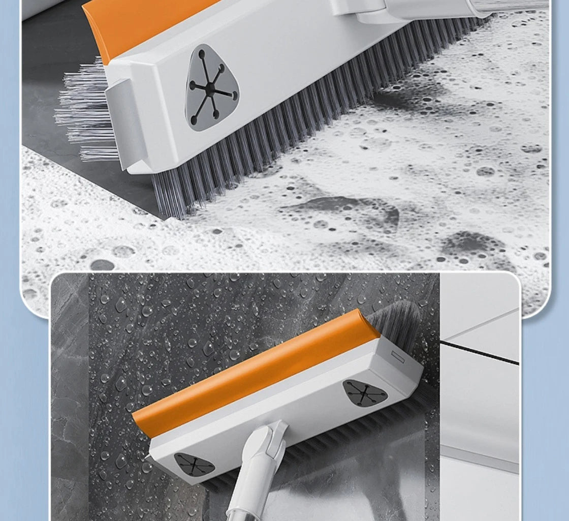 Escova de Limpeza com Cabo Longo Ajustável Escalável Multifuncional para Banheiro, Limpeza de Piso, Raspador de Silicone, Vassoura Mágica, Limpador de Vidros