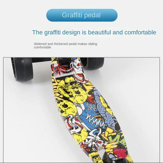 Patinete Infantil Dobrável Altura Ajustável Pedais Largos Patinete Infantil com Rodas que Piscam Patinete Dobrável Leve