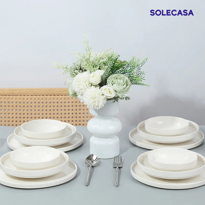 Conjuntos de Louça de Porcelana Peças Tigelas e Pratos Brancos Conjunto de Pratos Resistente a Riscos Tigela de Cerâmica