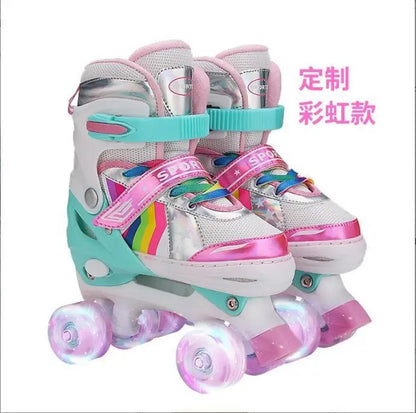 Patins Elegantes de Quatro Tamanhos Ajustáveis com Dupla Fila para Crianças