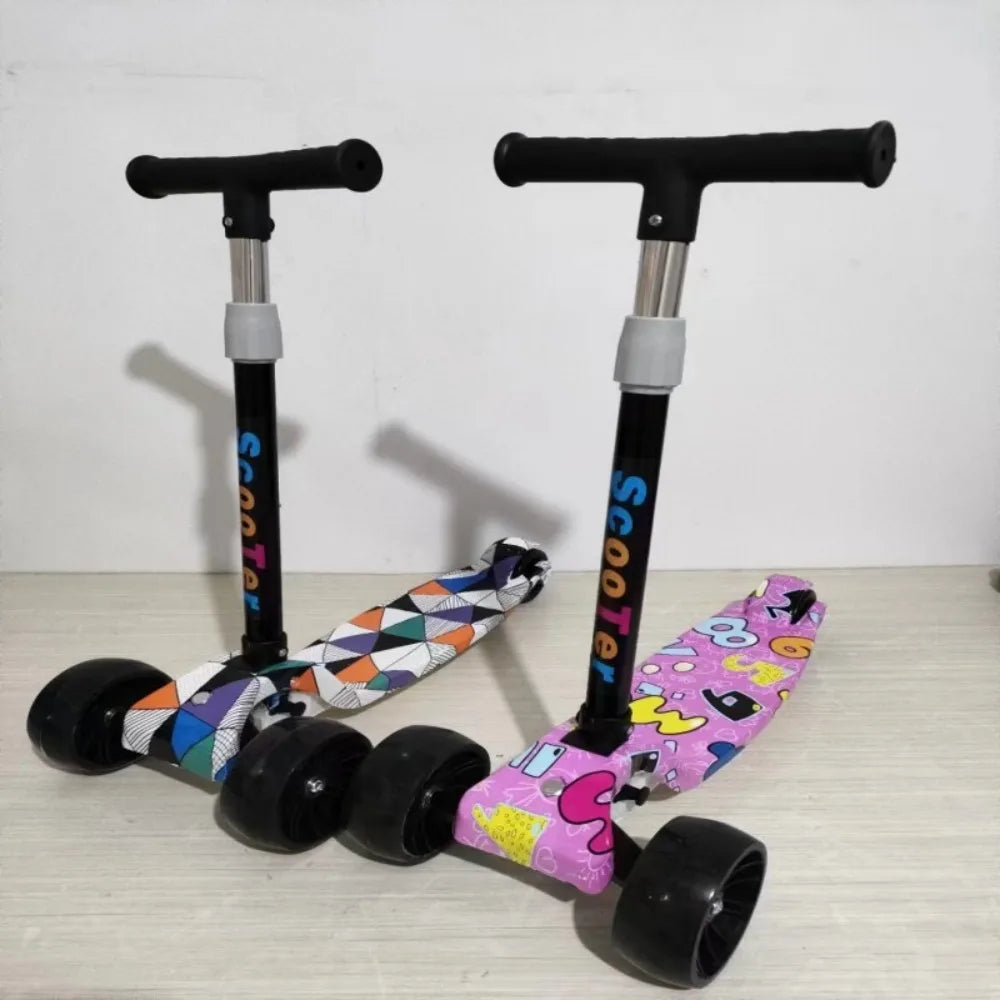 Patinete Infantil Dobrável Altura Ajustável Pedais Largos Patinete Infantil com Rodas que Piscam Patinete Dobrável Leve