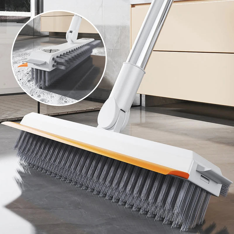 Escova de Limpeza com Cabo Longo Ajustável Escalável Multifuncional para Banheiro, Limpeza de Piso, Raspador de Silicone, Vassoura Mágica, Limpador de Vidros