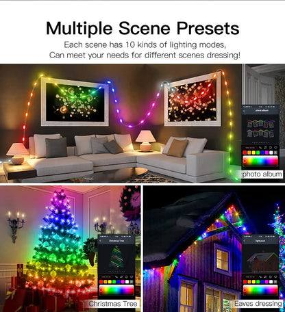 Luzez LED RGB USB 5M/10M/15M/20M com App Bluetooth, para Decoração de Natal, Casamento e Festa de Aniversário e muito Mais