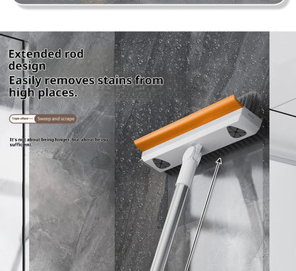 Escova de Limpeza com Cabo Longo Ajustável Escalável Multifuncional para Banheiro, Limpeza de Piso, Raspador de Silicone, Vassoura Mágica, Limpador de Vidros