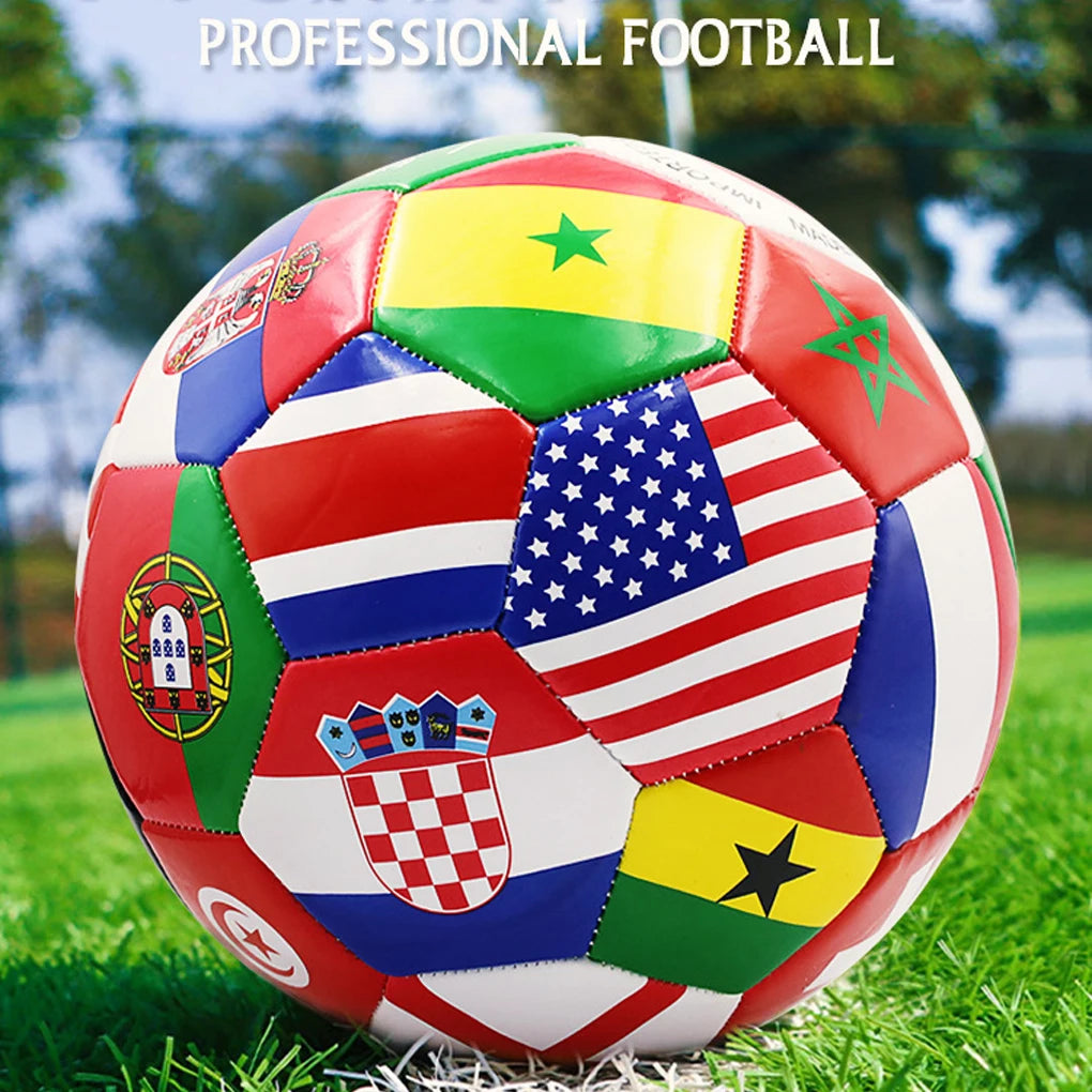 Bola de Futebol com Estampa de Bandeira, Tamanho Oficial 5, Bola de Jogo de Futebol para Partidas ao Ar Livre, Pvc 2,7mm Espessura, Bola de Treinamento de Time