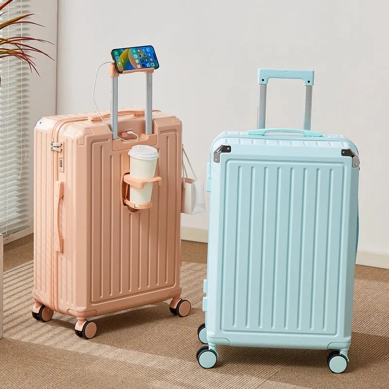 Mala multifuncional para mulheres 2025 nova mala de viagem com código, 20 polegadas, caixa de couro, rodas silenciosas reforçadas