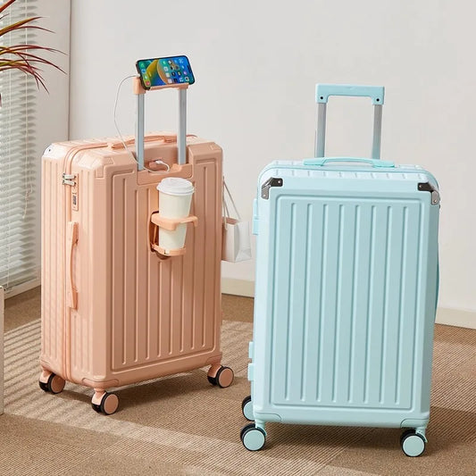 Mala multifuncional para mulheres 2025 nova mala de viagem com código, 20 polegadas, caixa de couro, rodas silenciosas reforçadas