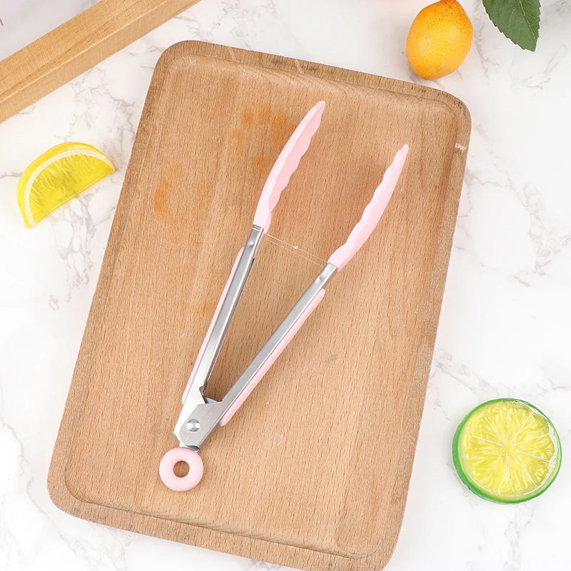Pegador de Silicone para Churrasco, Cozinha, Salada, Pão, Pegador Antiaderente para Churrasco, Clipes e Grampos de Aço Inoxidável, Ferramentas e Gadgets