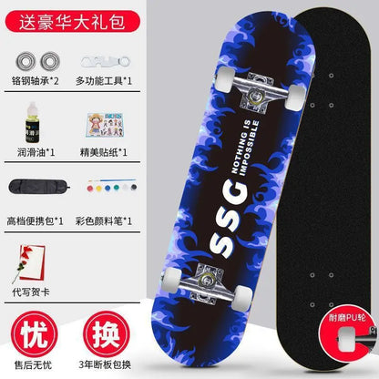 Skateboard profissional para iniciantes meninos e meninas crianças adolescentes adultos street quatro rodas dupla articulação