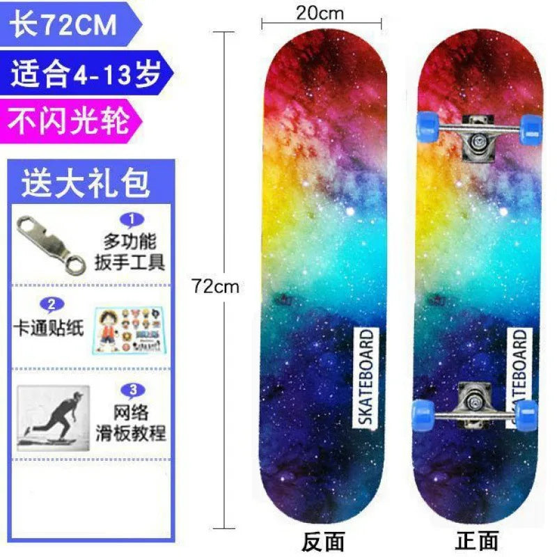 Skateboard profissional para iniciantes meninos e meninas crianças adolescentes adultos street quatro rodas dupla articulação