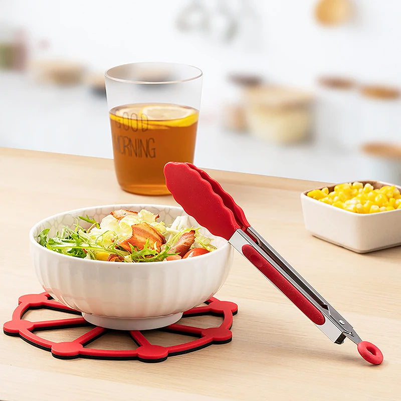 Pegador de Silicone para Churrasco, Cozinha, Salada, Pão, Pegador Antiaderente para Churrasco, Clipes e Grampos de Aço Inoxidável, Ferramentas e Gadgets