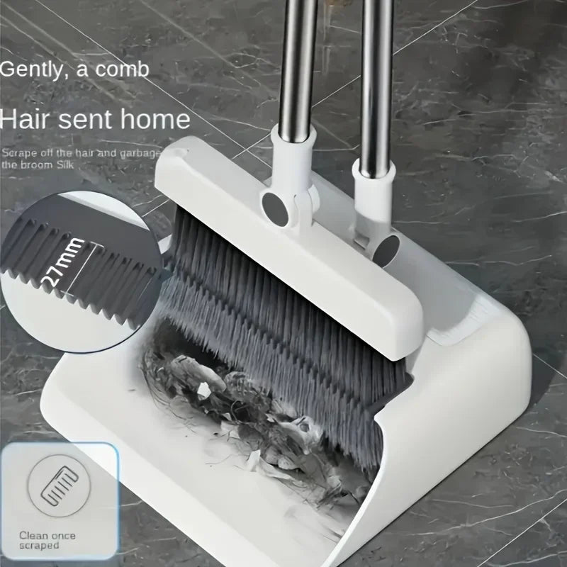 Vassoura pá escova 3 em 1 dobrável de cerdas macias duráveis e antiaderentes 2025