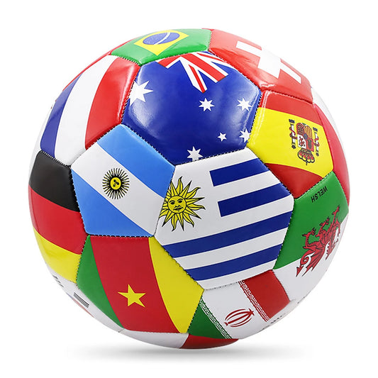 Bola de Futebol com Estampa de Bandeira, Tamanho Oficial 5, Bola de Jogo de Futebol para Partidas ao Ar Livre, Pvc 2,7mm Espessura, Bola de Treinamento de Time