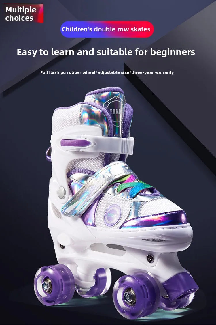 Patins Elegantes de Quatro Tamanhos Ajustáveis com Dupla Fila para Crianças