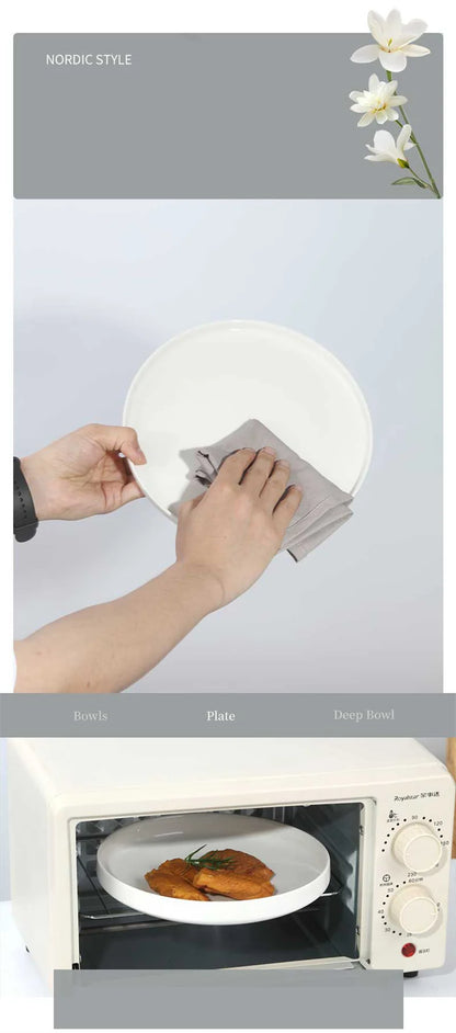 Conjuntos de Louça de Porcelana Peças Tigelas e Pratos Brancos Conjunto de Pratos Resistente a Riscos Tigela de Cerâmica